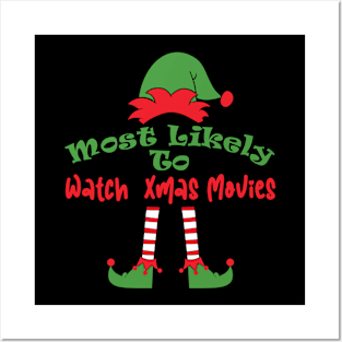 Most Likely to Watch Xmas Movies Matching Christmas, Funny Pajamas, Family Matching, Holiday, Family Pictures, Holiday Outfits Personalized Family Posters and Art